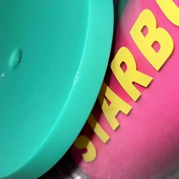2014 Starbucks Coffee Co. Neon Pink Yellow Lettering Cold Cup Tumbler Venti 24oz - Picture 7 of 7